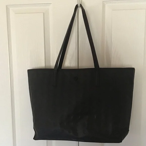 lululemon athletica | Bags | Lululemon Laptop All Day Leather Tote Bag Black  | Poshmark